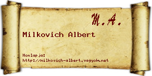 Milkovich Albert névjegykártya